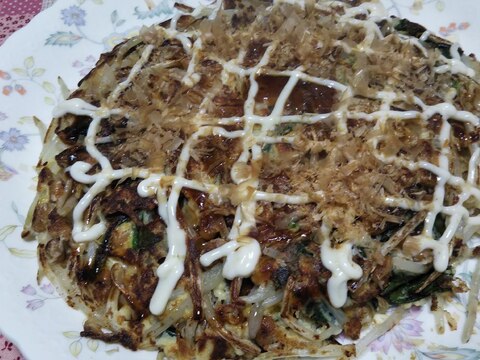 もやしとほうれん草と納豆のお好み焼き☆